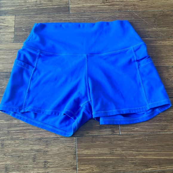Blue Scrunch Shorts with Pockets - Picture 1 of 3